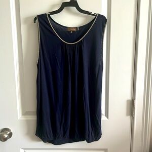 Navy tank top with silver trim